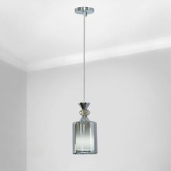 لوستر آویز تک شعله لهستانی مدرن رنگ سیلور