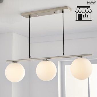 لوستر لاینر سه شعله سیلور آویز مولکولی جزیره کانتر و آشپزخانه