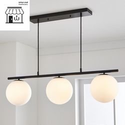 لوستر لاینر مولکولی خطی سه شعله مشکی آویز مدرن آشپزخانه جزیره و کانتر