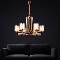 لوستر شش شاخه لهستانی | مدل عصایی | آویز مدرن و کلاسیک پذیرایی