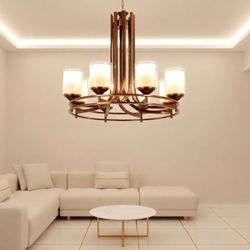 لوستر مدرن لهستانی آویز عصایی دورینگ هشت شاخه مناسب سالن پذیرایی