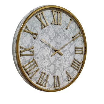 ساعت دیواری دایره ای چرم روشن ترکیب چرم و فلز کد9250