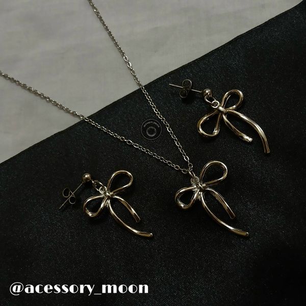 ست گردنبند و گوشواره پاپیون🎀