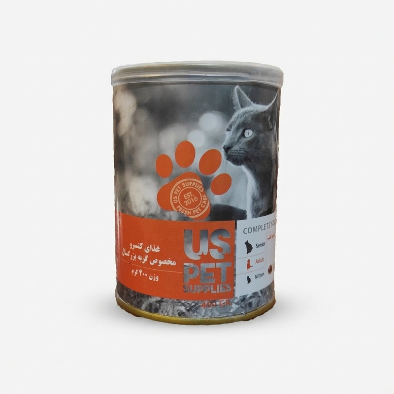 کنسرو گربه بالغ یو اس پت مدل مرغ و کدو تنبل و سنبل الطیب وزن 400 گرم