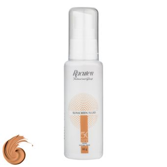 فلوئید ضد آفتاب رنگی راکوتن SPF 50 مدل 01 محافظ UVA/UVB/IR مناسب پوست چرب و مختلط وزن 50 گرم