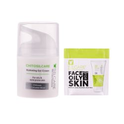 کرم ژل سیلکِر مدل Chitosil حجم 50 میلی لیتر به همراه مایع شستشو صورت مناسب برای پوست چرب و آکنه ای