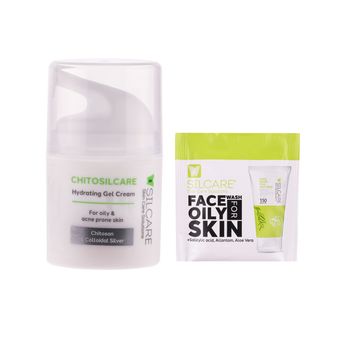 کرم ژل سیلکِر مدل Chitosil حجم 50 میلی لیتر به همراه مایع شستشو صورت مناسب برای پوست چرب و آکنه ای