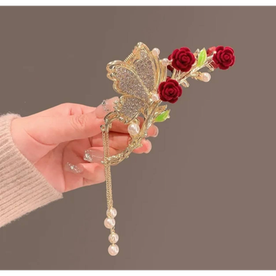 کلیپس مجلسی مدل گل رز و پروانه
