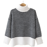 پلیور بافت یقه اسکی راه راه زنانه و دخترانه