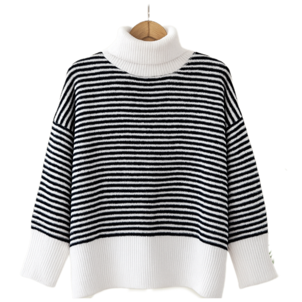 پلیور بافت یقه اسکی راه راه زنانه و دخترانه