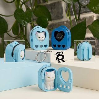 پیشی‌ باکس فنری آویز کوله و جاکلیدی گربه مینیاتوری (پت جیبی)