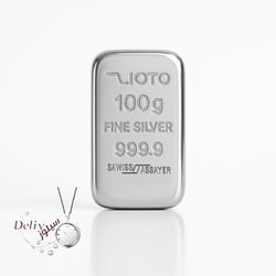 شمش نقره 100 گرمی زیوتو
