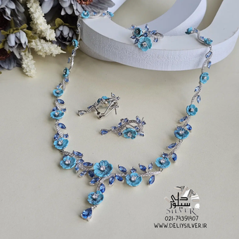 ست نقره زنانه دلی سیلور مدل گل و صدف کد B1