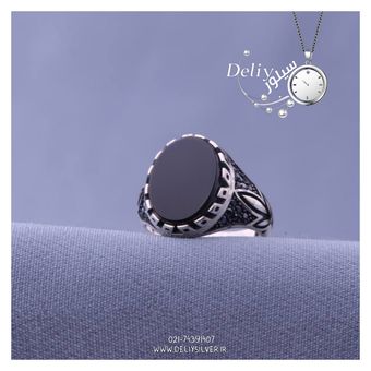 انگشتر نقره مردانه دلی سیلور مدل عقیق سیاه قلم کد C3