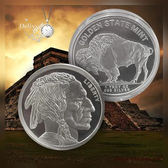 سکه نقره 1 اونسی بوفالو اصل ضرابخانه گلدن استیت عیار 999