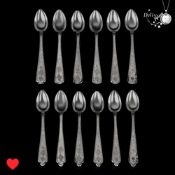 ست 12 عددی قاشق چایخوری نقره دلی سیلور مدل قلم ترنج