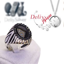 انگشتر نقره مردانه دلی سیلور مدل مارگازیت سنگ اتمی سیاه کد C5