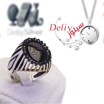 انگشتر نقره مردانه دلی سیلور مدل مارگازیت سنگ اتمی سیاه کد C5