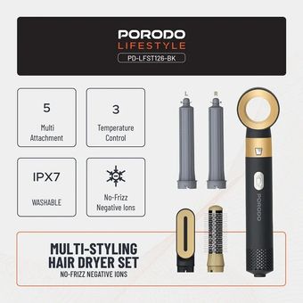 ست سشوار و حالت دهنده 5 کاره پرودو (Porodo Multi-Styling Hair Dryer Set)