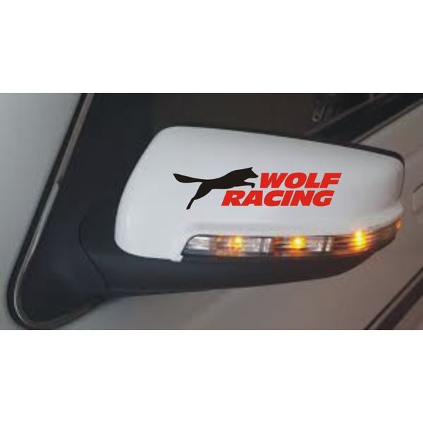 برچسب پشت آینه خودرو لیزارد مدل اسپورت طرح wolf racing کد LZD-748 بسته دو عددی