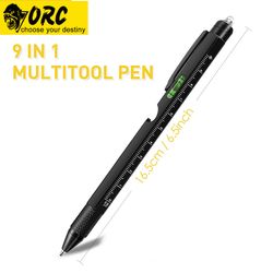 ابزار چندکاره حرفه ای - مدل 9 کاره ( 9 در 1 ) - بدنه تمام فلزی - چراغ قوه - تراز -  پیچ گوشتی - خودکار - دربازکن - خط کش و ...