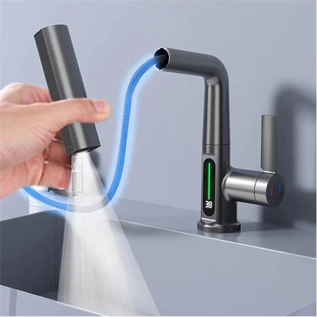شیر ظرفشویی هوشمند هایشنگ 4 حالته 360 درجه با نمایشگر دما