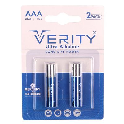 باتری نیم قلمی وریتی مدل Ultra Alkaline بسته دو عددی