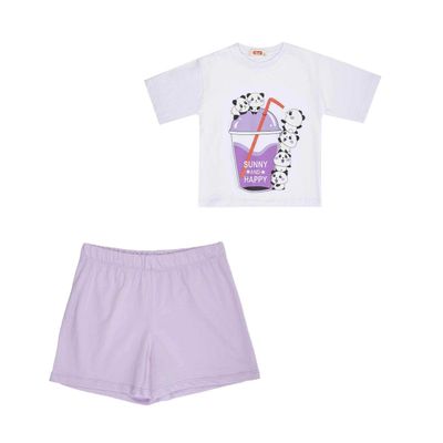 ست تی شرت و شلوارک دخترانه مدل MDSS-CH1785