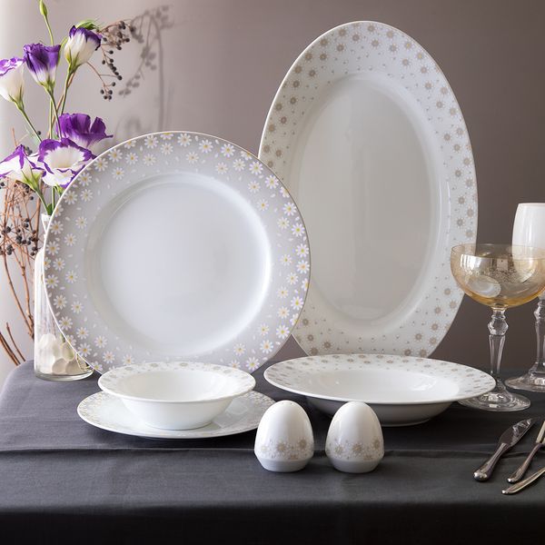 سرویس غذاخوری 28 پارچه چینی زرین ایران مدل ایتالیا اف کامومیلا درجه عالی