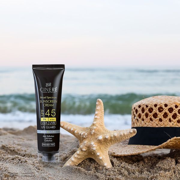 کرم ضدآفتاب آقایان SPF45 سینره، حجم 50 میلی‌لیتر