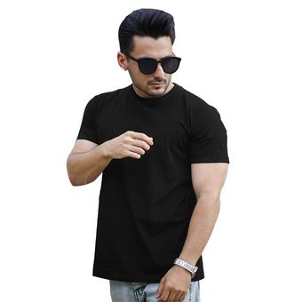 تی شرت آستین کوتاه مردانه مدل یقه گرد ساده basic رنگ مشکی