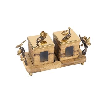 بانکه گلدکیش مدل باترفلای کد GK829830 مجموعه دو عددی به همراه سینی