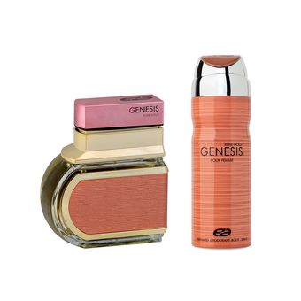 ادو تویلت زنانه عماد آرا مدل Genesis Rose Gold حجم 100 میلی لیتر به همراه اسپری خوشبو کننده بدن زنانه عماد آرا مدل Genesis Rose 