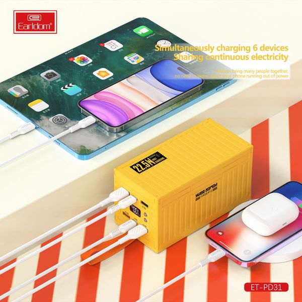 پاوربانک ارلدام مدل CONTAINER PD31 ظرفیت 60000 میلی آمپر ساعت