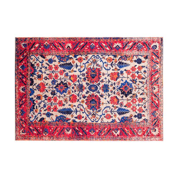 فرش ماشینی زانیس مدل فانتزی طرح عشایر زمینه کرم