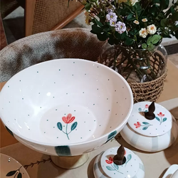 میوه‌ خوری سرامیکی پایه‌دار طرح زندگی