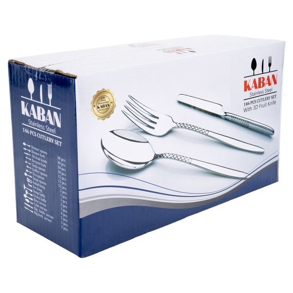 سرویس قاشق، چنگال و کارد استیل 146 پارچه 30 نفره کابان مدل 197