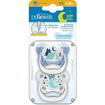 پستانک 18-6 ارتودنسی دکتر براونز مدل شب تاب طرح بسته 2 عددی