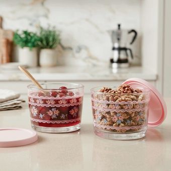 ظرف نگهدارنده با بدنه شیشه ای مدل Roses PK