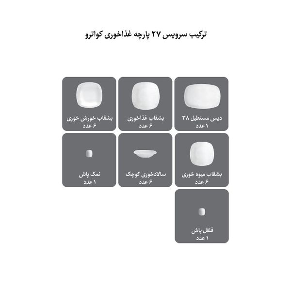 سرویس غذاخوری 27 پارچه کواترو ریوا