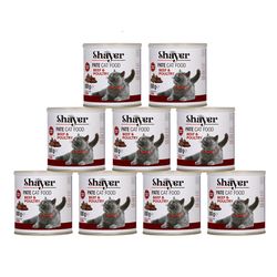 کنسرو گربه شایر مدل گوشت قرمز وگوشت طیور وزن 800 گرم بسته 8 عددی