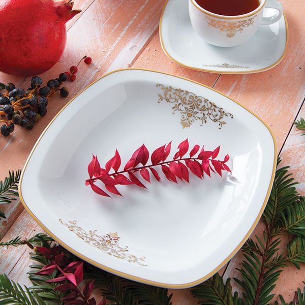 سرویس غذاخوری 98 پارچه چینی زرین ایران سری کواترو مدل مونت کارلو درجه یک