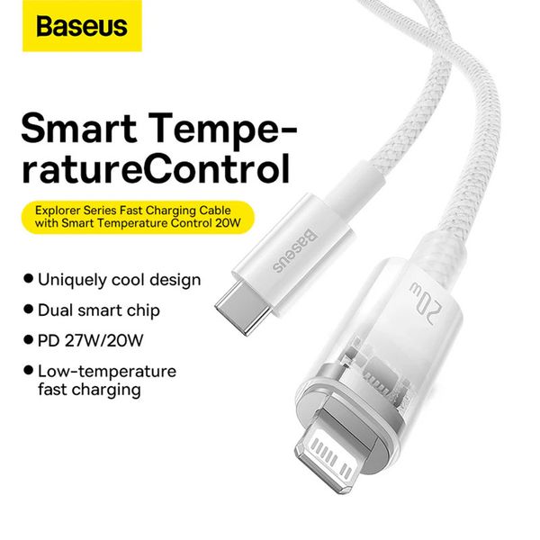 کابل تبدیل USB-C به لایتنینگ باسئوس مدل Baseus Explorer Series CATS010202 طول 1 متر