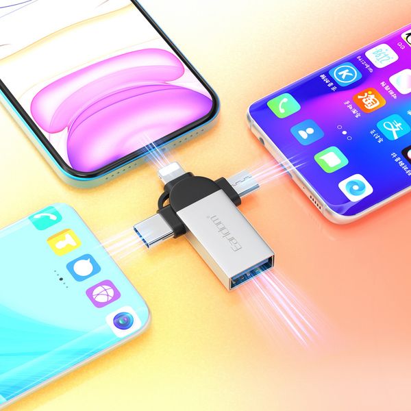 مبدل USB OTG به microUSB / لایتنینگ / USB-C ارلدام مدل ET-OT93