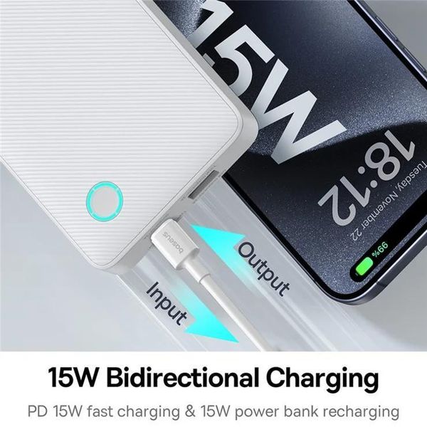 پاوربانک باسئوس 15 وات مدل Airpow Lite PPAP-10A ظرفیت 10000 میلی آمپر ساعت