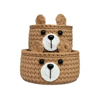 سبد قلاب بافی تریکو طرح خرسی کد 2345 مجموعه 2 عددی