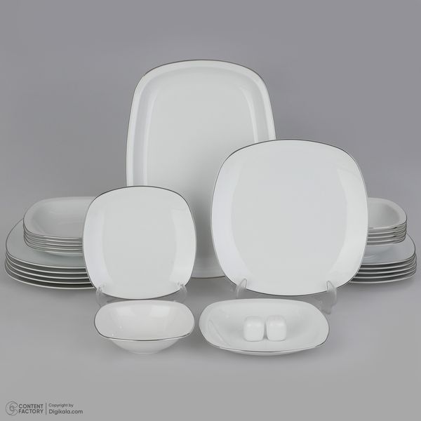 سرویس چینی 27 پارچه غذاخوری چینی زرین ایران سری کواترو مدل سمن درجه عالی