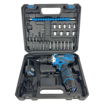 دریل پیچ گوشتی شارژی 12 ولت ویوارکس مدل VR12V-2A-BLUE مجموعه 28 عددی