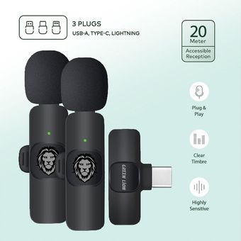 میکروفن یقه ای گرین لاین مدل (DualMic (USB-B,USB-C,lightning