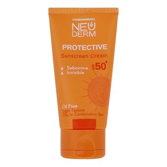 کرم ضد آفتاب بدون رنگ نئودرم SPF50 مدل Highly Protective محافظ UVA ،UVB، تنظیم ترشح چربی پوست، مناسب پوست چرب حجم 50 میلی‌لیتر